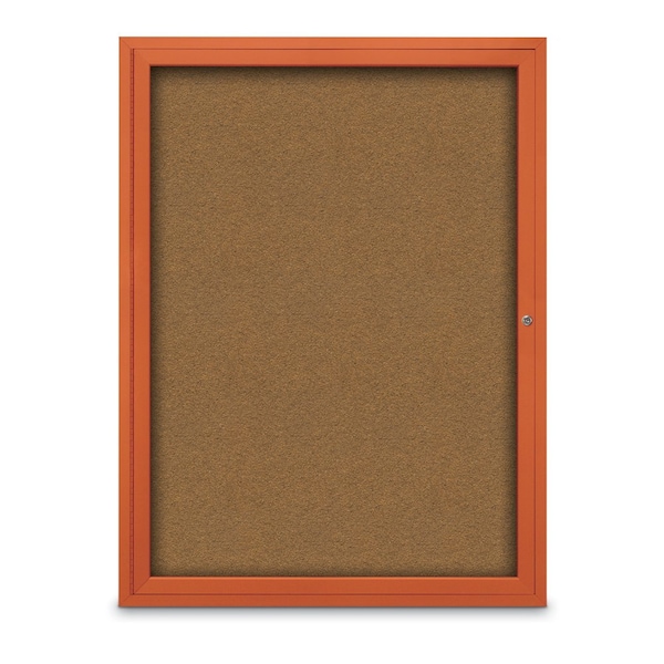 Slim Enclosed Corkboard, 18"x24", Satin Alum Frame/Forbo